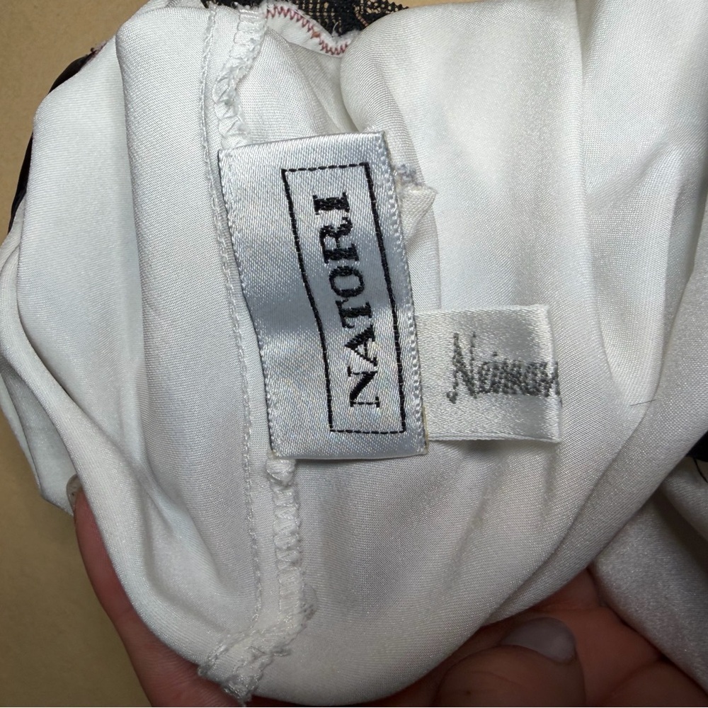 Vintage Natori Embroidered White Satin Maxi Dress - Picture 6 of 7